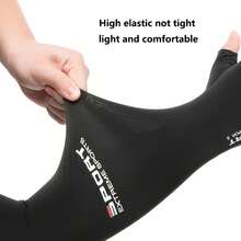 Juego de 1 par, mangas deportivas unisex con guantes de medio dedo, con palma antideslizante, transpirables y de secado rápido, protección solar, adecuados para ciclismo y running - tela de seda que absorbe la humedad y sensación de frescor, equipo para actividades al aire libre, running, ropa deportiva a la moda, puños antideslizantes - ES - Ver 6