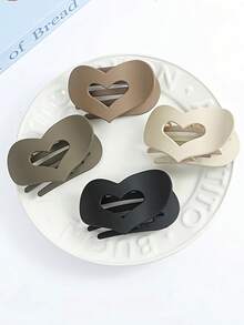 4 Stück/Set große herzförmige Haarspangen für Frauen - Leopardenmuster & einfarbig schwarz rutschfeste Barrettes, elegantes, simples Design für teilweise hochgesteckte Frisuren, geeignet für besondere Anlässe & den täglichen Gebrauch, süße Haraccessoires, Clips Klemmspangen Winter Haarklammer