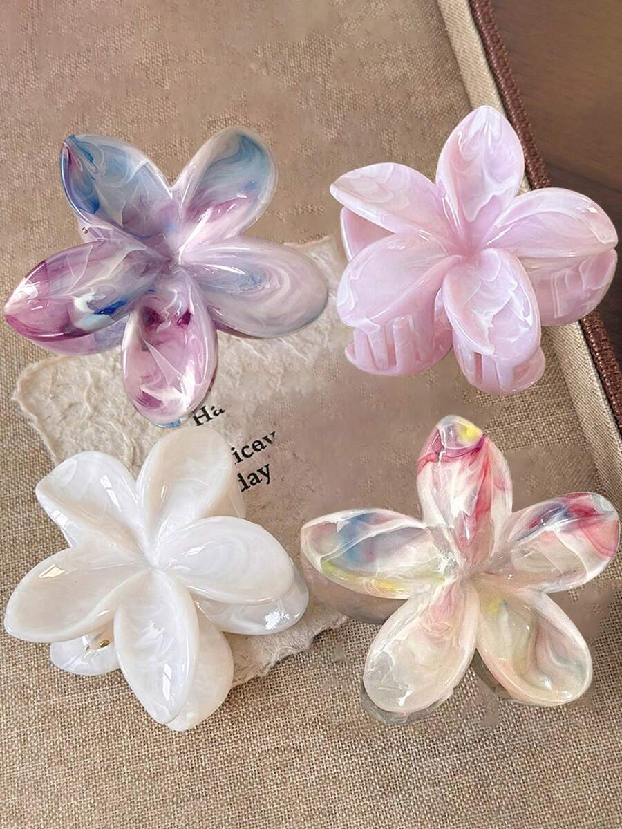 4 chiếc/1 chiếc kẹp tóc hình hoa lớn màu hồng, trắng, tím ombre 7.3cm/2.87in, phụ kiện tóc thời trang cao cấp, thanh lịch, tối giản, phù hợp cho sử dụng hàng ngày, thường ngày, dự tiệc, đi làm, đi biển, búi tóc, buộc tóc đuôi ngựa, rửa mặt, trang điểm, phối đồ. Kẹp tóc thời trang mùa đông, phụ kiện tóc mùa hè, kỳ nghỉ. - Nhiều màu - Xem 1