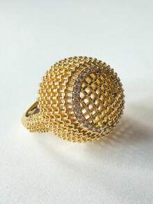 1 件 14K 镀金 0.25μm 厚可爱蘑菇形几何戒指