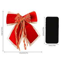 Large Red Flocked Bow Decoration, Suitable For Holiday Party Decor