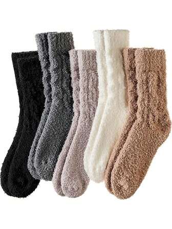 1/3/5双装女士珊瑚绒袜，加厚保暖短袜，适合秋冬季节，不掉毛，尺码35-43，舒适袜子