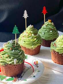 100 Stücke Weihnachts-Bambusbesteck-Set mit Weihnachtsbaum-Designs, 4.7-Inch natürliches Bambus, ideal für Weihnachts- und Winterpartys, Büro-Neujahrskuchen & Desserts, Obst-Servieren und Weihnachtsparty-Dekoration Zuhause - Verschiedenfarbig - Übersicht 3