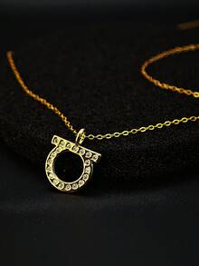 1 pieza Elegante collar colgante minimalista con círculo geométrico incrustado de micro-circonita, adecuado para uso diario de mujeres, citas, festivales y como regalo