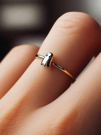 1pc S925 Sterling Silver Original Versatile Ins-Style Halloween Ghost Casual Personalized Ring, Suitable For Women's Daily Wear, Halloween, Holiday Party, Jewelry Gift