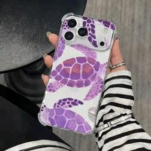 Funda para teléfono con diseño de caracola morada y estrella de mar, protección anticaídas en las cuatro esquinas, compatible con phone 17, 16, 15, 14, 13, 12, 11 Pro, X y XS. Ideal para Halloween y Acción de Gracias. - transparente - Ver 1