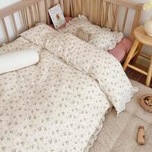 Muslin Duvet Cover With Ruffled Edges, 1 Piece Cotton Comforter Cover 47X59'', Pattern 2-Layer Gauze Bedding, No Quilt Or Pillowcases, Bedroom Essential - 色彩繽紛的花朵 - 查看 5
