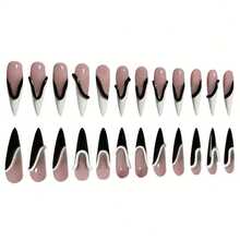 Black And White Contrast Nail Art Pointed Three-Dimensional Wavy Lines Fashionable Personality Creative Nail Art Set - BW162 - Xem 4