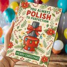 بطاقة تهنئة عيد الميلاد مع ظرف (11 سم * 16 سم و 4.33 بوصة * 6.29 بوصة) مع عبارة "أنت دائمًا تصقل إلى الكمال" وتصميم أظافر احتفالي وزهور عطلة، مثالية للمهتمين بالأظافر والأصدقاء، مناسبة لاحتفالات عيد الميلاد وبطاقات التهنئة بالعطلات