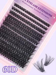 192/240PCS-D-Curl Fairy Lash Clusters 8-16mm Eyelash Clusters, DIY Eyelash Extensions Individual Fake Eyelashes Clusters ,Suitable For Beginners For Daily Life, Wedding, Date, Party, Music Festival, Halloween Use - Black - View 6