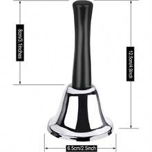 2 Pack Hand Bell, Silver Steel Bell, Ringing Bell With Handle, Dinner Bells Inside Classroom Bell, Food Line, Alarm, Jingles, Ringing Silver