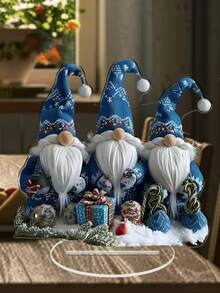 1 Stück Weihnachts-Feiertags-Zwerg Acryl 2D flache Tischdekoration - 3 Zwerge, geeignet für Schlafzimmer, Küche, Büro, Garten, Innen- und Außenbereich