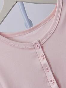 Korean Style Sweet & Hot Girl Pink Long Sleeve T-Shirt, Autumn/Winter, Half-Collar, Slim Fit, Layering Undershirt - Pink - View 8