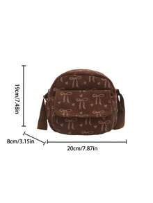 Bolsa de Ombro/Bolsa Transversal Multibolso Mini de Veludo Canelado, Portátil, Casual, Versátil, Adequada para Uso Diário de Mulheres
