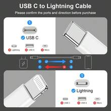 USB C 转 Lightning 数据线，3.3/6.6/10 英尺 C 型 充电器数据线，兼容 14 13 12 11 Pro Max XR XS X 8 7 6 Plus SE 充电器线，Lightning 转 USB C 车载 CarPlay 数据线，20W 快速充电 USB-C 转 Lightning 数据线 | PVC 圆形数据线，带数据传输，公对母，10-20W 功率范围 | 兼容 、iPad - 白色 - 查看 8