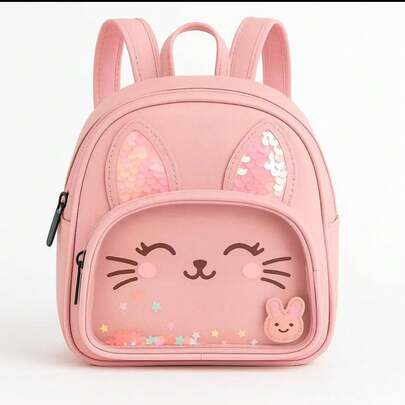 Mochila infantil menina gatinha Bolsa mochilinha Menina Charmosa Escolar, Creche, Passeio presente