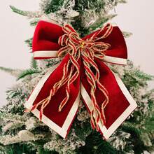 Large Red Flocked Bow Decoration, Suitable For Holiday Party Decor