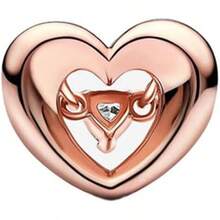 Jewelry Movie Heros Character Charms Women Bracelets And In 925 Sterling Silver,Mother's Day Birthday - 玫瑰金璀璨心形浮石吊墜 - 查看 9