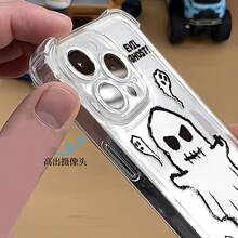 Teléfono Y Fantasma Pintado - Impreso Transparente Cuatro - Esquinas - Cojín Anti - Caída Teléfono Móvil. Es adecuado como protector 16 Pro, 15 Pro, 14 Plus, 13 Pro, 12 Pro, 11, XS - transparente - Ver 2