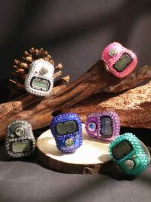 1个/5个/10个伊斯兰风格水钻念珠计数器，开斋节祝福礼物祈祷计数器 - 彩色 - 查看 1