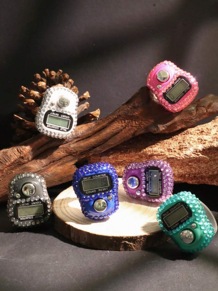 1个/5个/10个伊斯兰风格水钻念珠计数器，开斋节祝福礼物祈祷计数器 - 彩色 - 查看 1