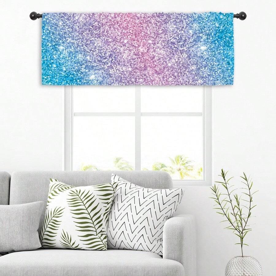 Miyotaa Christmas Tree Rustic Kitchen Curtain Valance 54W X 18H Rod Pocket Wooden Farmhouse Winter Xmas Country Pine Fir Window Treatment For Living Room Bedroom Bathroom - Hồng Tím Xanh - Xem 1