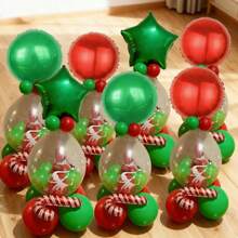 18pcs/Set Christmas Party Decorative Balloons, Fairy Catching Decoration Balloons, 18-Inch Clear Latex Balloons, 18-Inch Star-Shaped And Round Foil Balloons, New Year, Room Decor Supplies - Multicolor - View 8