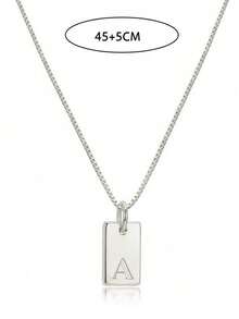 1件装女士迷你A-Z字母项链，镀金不锈钢材质，雕刻设计，优雅精致，适合作为生日礼物、情人节礼物或母亲节礼物送给妈妈。 - 銀色 - 查看 4
