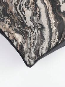 1 件现代简约几何白金黑图案涤纶提花方形抱枕套，适用于客厅、书房、卧室、户外、家居装饰，45 厘米 * 45 厘米、50 厘米 * 50 厘米、30 厘米 * 50 厘米（无枕芯） - 黑色 - 查看 6