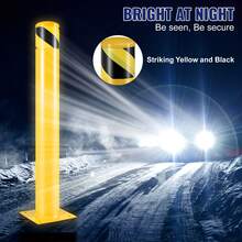 Security Bollard Steel Bollard Post Yellow Pipe Steel Barrier 36" H 4.5" D - Yellow - View 5