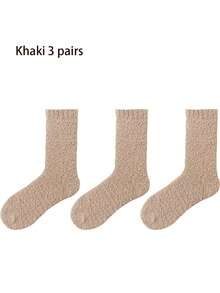 2/3/4/5 双装珊瑚绒女袜，柔软舒适，居家休闲袜，适合秋冬季节穿着，均码，适合 35-43 码。 - 彩色 - 查看 22