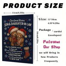 1 بطاقة تهنئة دب أحوال لابن وكنة (11 سم * 16 سم) - تصميم دببة والجوارب، مثالية لابن وكنة، مناسبة لاحتفالات عيد الميلاد ورأس السنة الجديدة، بطاقة تهنئة عطلة