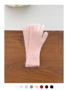 贝壳标志纯色露指手套，保暖防风触屏，简约百搭情侣手套，秋冬季女士毛绒针织露指手套，可爱五指保暖防风，适合学生、骑行、户外活动，简约百搭纯色加厚长款露指手套，保暖防寒，骑行户外情侣手套，冬季 - 貝殼標字母 - 查看 7