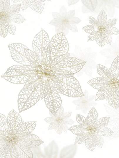 15pcs Artificial Christmas Flowers & Christmas Tree Decorations, Suitable For Christmas Tree Ornaments, Room Decor, Home Decor, Bathroom Decor