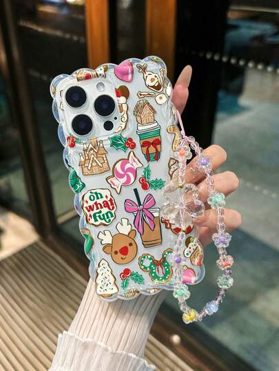 Christmas Colorful Braided Transparent Shockproof Thick Painted Phone Case Suitable For IPhone 17/17 Pro Max/16/11/16 Pro/16 Plus/16 Pro Max/16E/15 Pro Max/13/14/12/XS/XR/7G/8P/P15 Pro Max/P14 Thick P13 Soft Shell P12 Full Coverage P11 Protective Cover, Creative Shockproof Painted Phone Case