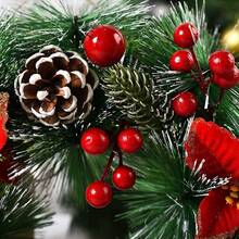 Christmas Wreath Berry Handmade Floral Front Door Rustic Wreath Flocked With Mixed Decorations Christmas Decorations Christmas Wreaths For Front Door Xmas Art Decorations Thanksgiving Day Indoor Outdoor Home Decorative Wreath Three Red Flowers Pine Cones Fruits Leaves Snowflakes Wreaths Wall Window Door Wreath Room Decor - Multicolor - View 9