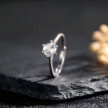 Genuine 925 Silver Women's Ring With Natural Garnet Stone Moissanite/Peridot/Moon Stone/Diopside/Citrine/Topaz/Amethyst Crystal 6*6mm Classic Elegant Wedding Bands Adjustable Size Engagement Jewelry Valentine's Day Gifts