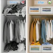 6 Pack Linen Storage Bins With Clear WindowSturdy Foldable Closet Organizer Rectangular Decorative Home Storage Box For Clothes Towels Jeans Toys Books40x20x17cm Beige - Beige - View 4