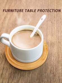 1个个性化杯垫，可印制您的名字，专属家庭成员杯垫，圆形木质杯垫，餐具隔热垫，杯子配件，几何形状，多种款式可选，家庭聚会必备，个性化厨房和餐厅配件，感恩节、情人节、新年、母亲节、父亲节的绝佳礼物 - 杏色 - 查看 5