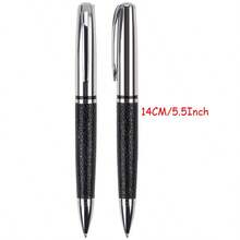 1 caneta esferográfica de metal giratória luxuosa (embalagem de Pu), tinta sem manchas/adequada para tarefas escolares, reuniões de negócios e uso ao ar livre/perfeita para estudantes/empresários e para presentear - design moderno