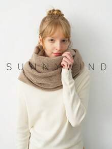 1 pieza Cuello de punto de unicolor de poliéster cálido para mujer, versátil para ir al trabajo y uso diario, otoño/invierno para vestir - Caqui - Ver 7
