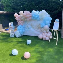 Pink And Blue Balloons 50pcs 12 Inch Pink White Blue Balloons With 65ft Ribbon For Gender Reveal Baby Shower Birthday Bridal Shower Wedding Party Decorations Supplies Perfect For Celebrating Milestone Events With Vibrant Colorful Balloon Arrangements And Elegant Ribbon Accents