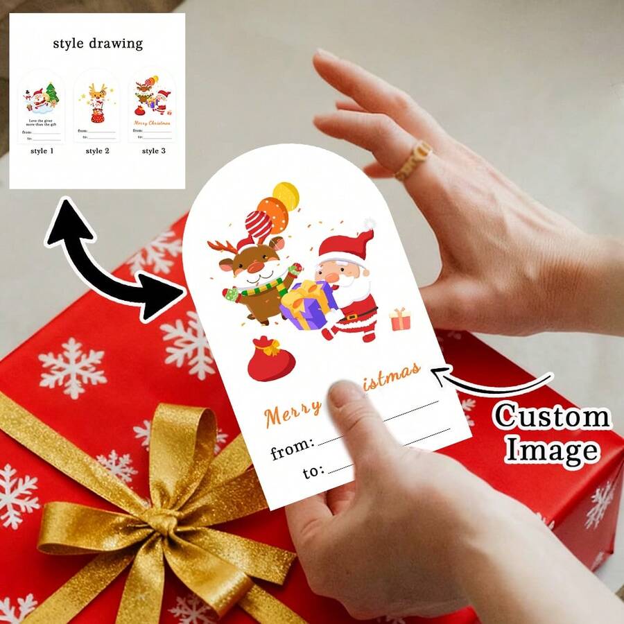 Custom Stickers, Heart Stickers, Christmas Stickers, Santa Claus, Christmas Tree, Candy Stickers, Gift Sealing Stickers, Envelope Stickers, Christmas, Valentine's Day, Box Stickers, Valentine's Day Stickers, Curved Stickers - Arc Stickers - View 1