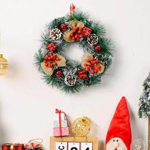 Christmas Wreath Berry Handmade Floral Front Door Rustic Wreath Flocked With Mixed Decorations Christmas Decorations Christmas Wreaths For Front Door Xmas Art Decorations Thanksgiving Day Indoor Outdoor Home Decorative Wreath Three Red Flowers Pine Cones Fruits Leaves Snowflakes Wreaths Wall Window Door Wreath Room Decor - Multicolor - View 11