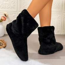 RALSWNAY 秋冬季女士柔软顺滑人造毛皮内衬家居拖鞋 - 黑色 - 查看 10