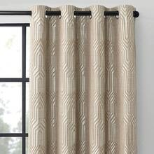 Beige And Black% Blackout Geometric Pattern Curtains, 52 Inch Wide 96 Inches Long 2 Panels, Thermal Insulated Noise Reducing Anti-Rust Grommet Drapes Bedroom Living Room,, Modern Style, Energy-Efficient - 棕色和銀色 - 查看 12