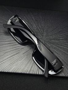 1pc Black Gemstone Spider Shaped Hip Hop Rock Vintage Small Square Sunglasses, Fashionable Eyewear For Men & Women, Y2K Leopard Print, Rimless Tinted, Vintage Classic, Retro, Luxury, Travel, Sun Protection, Decorative Eyewear - 黑框/全灰(黑蜘蛛) - 查看 3