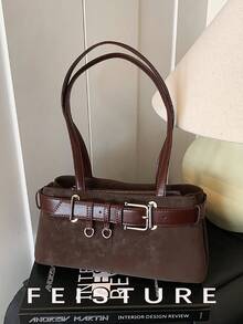 1pc Fashion Women's Underarm One Shoulder Bag With Belt Buckle, Suitable For Daily Outings, Dates, And Commuting