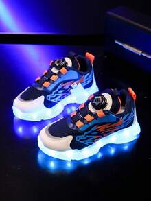 GUANGLAN 7-Color USB Charging Luminous Shoes For Boys, Children's Sports Shoes, Middle & Big Kids Breathable Lighted Shoes, Suitable For Halloween, Christmas Gifts, Spring/Summer/Autumn, Cartoon, Toddler/Little/Big Kids, Unisex Casual/Sports/Sneakers, Black Stylish New Flashing Shoes For Little Girls - Orange - View 9