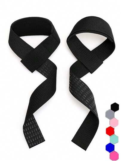 2pcs Hard Pull Wrist Lifting Straps For Weightlifting, Bodybuilding, Powerlifting, Strength Training, & Deadlifts - With Neoprene Cushioned Wrist Padded And Anti-Skid Silicone Grips Band